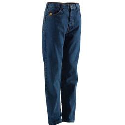 Berne Men's Relaxed Fit Mid-Rise Flame-Resistant Washed Denim 5-Pocket Jeans