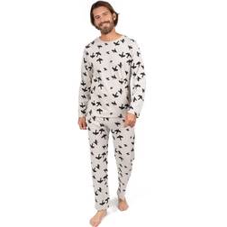 Leveret Mens 2pc. Bird Pajama Set Grey