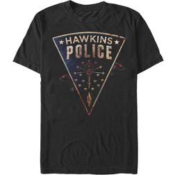 Men's Stranger Things Hawkins Police Rat Crest T-Shirt Black