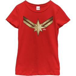 Fifth Sun Girl's Marvel Captain Marvel Star Symbol Costume Child T-Shirt Red