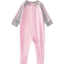 Adidas Girls' Long Sleeve Zipper Raglan Footie, Clear Pink, Months