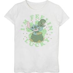 Disney Girl Lilo & Stitch Feeling Lucky Graphic Tee White