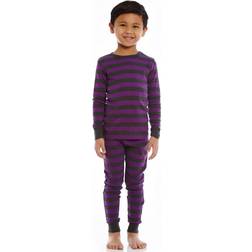 Leveret Toddler Unisex Cotton Striped Pajama Set Purple 5T