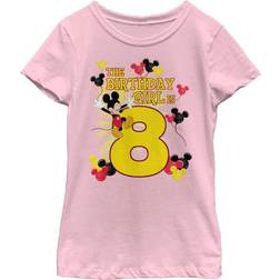 Disney Birthday Girl Is 8 T-shirt - Ljusrosa