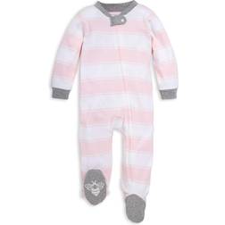 Burt's Bees Baby Girls' Rugby Striped Organic Cotton Sleep & Play - Pink