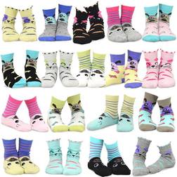 TeeHee Kids Socks Multicolor Yellow & Blue Animal 18-Pair Crew Socks Set Kids