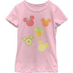 Disney Blandade Frukter Flickor Solid Crew T-shirt - Rosa