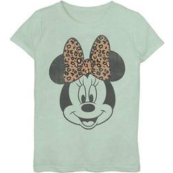 Disney Girls 7-16 Minnie Mouse Leapord Print Bow Portrait Graphic Tee, Girl's, Medium, Green