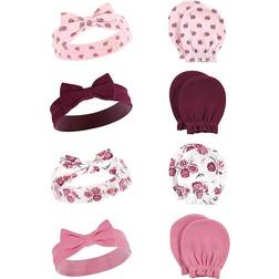 Hudson Baby Cotton Headband and Scratch Mitten Set - Rose