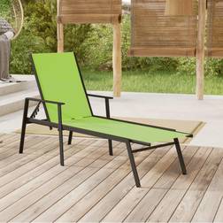 vidaXL Chaise Longue Bain de Soleil Fauteuil Avec Réglable Extérieur Acier et Tissu Textilène Vert