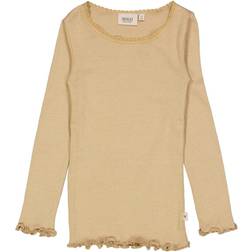 Wheat Latte Rib Lace Bluse år