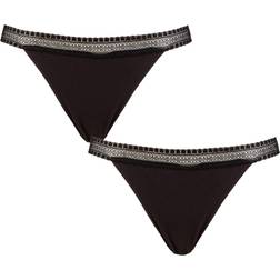 Sloggi Go Ribbed Tanga C2p 10213080, Størrelse: XS, Farve: Sort, Dame