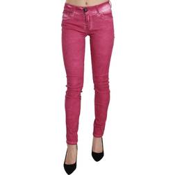 Dolce & Gabbana Pink Velvet Mid Waist Skinny Trouser Women's Pants