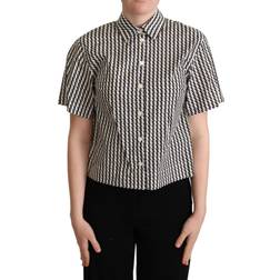 Dolce & Gabbana Elegant Patterned Cotton Polo Black/White