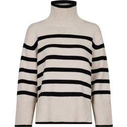 Neo Noir Fanning Stripe Knit Blouse - Sand