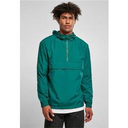 Urban Classics Windbreaker Jacka för män, överdragsjacka med huva och bröstficka, enfärgad övergångsjacka, pull-over jacka, till 5XL, greenlancer