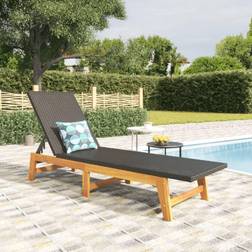 vidaXL Sdraio Nero e Marrone in Polyrattan e Legno Massello di Acaciacod MXL 81665