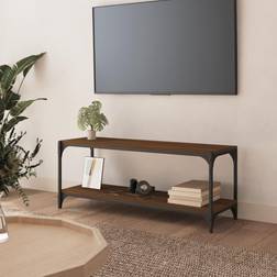 vidaXL Para Contrachapada Y Acero Roble Marrón 100x33x41 cm Mueble de TV