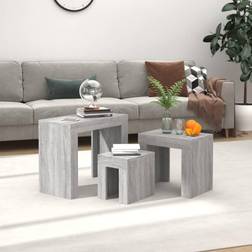 vidaXL Coffee Tables 3 Pcs Grey Nesting Table