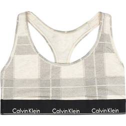 Calvin Klein Unlined Bralette - Textured Plaid/Oatmeal