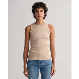 Gant Women High Neck Ribbed Tank Top Brown