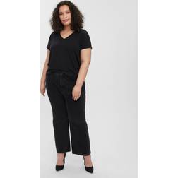 Vero Moda Curve V-Neck T-Shirt - Black