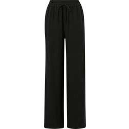 Selected Linen Touch Wide Fit Trousers - Black