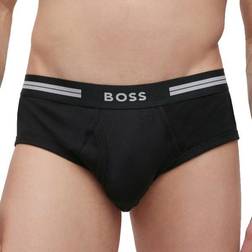 HUGO BOSS Open-Fly Ribbed Cotton Briefs - Black