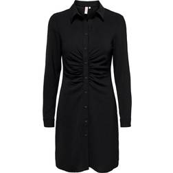 Only Quarter Zip Structured Midi Dress - Black
