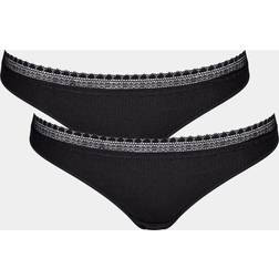 Sloggi Go Ribbed Brazil 2-pak 10213152, Størrelse: XS, Farve: Sort, Dame