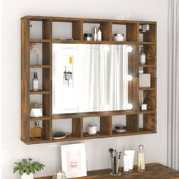 vidaXL Armoire À Miroir Avec LED Chêne Fumé 91 x 15 x 76.5 cm