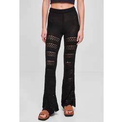 Urban Classics Ladies Flared Crochet Knit Leggings Leggings Dam svart