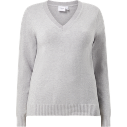 Vila Curve Cosy Knit Sweater - Light Gray Melange