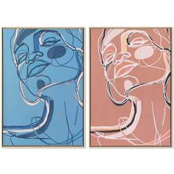 Dkd Home Decor Lady Modern Blue/Beige Framed Art 84x123cm 2pcs