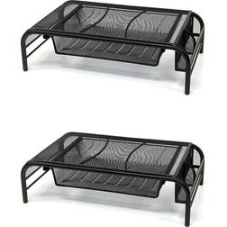 Mind Reader Metal Mesh Monitor Stand And Desk Organizer With Drawer 2-Pack