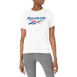 Reebok Women's Standard Big Logo Tee, White/Vector Blue