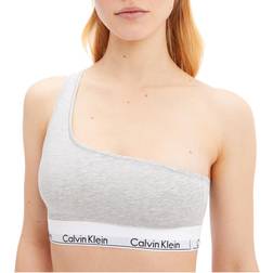 Calvin Klein Modern Cotton Unlined One Shoulder Bralette Bra Grey Heather