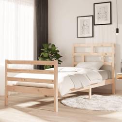 vidaXL Cadre À Lit Sommier À Lattes Sur Pied Adulte Simple Chambre À Coucher Maison Intérieur Bois de Pin Solide 90x200 cm