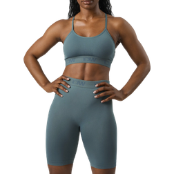 ICANIWILL Define Seamless Logo Strappy Sports Bra - Jungle Green