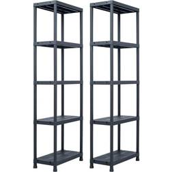 vidaXL Storage Shelf Racks 2 Pcs Black Shelving System