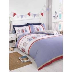 Rapport Home Beach Hut Set Duvet Cover Blue, White