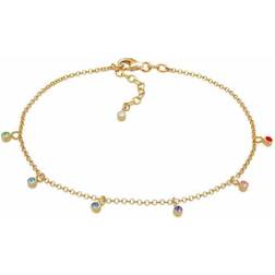 Elli Fußschmuck Bunt Geo Strand Kristalle 925 Silber Gold