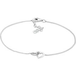 Elli Dam 925 Sterling Silver Äkta Smycken Hjärta Kärlek Armband Länk Och Kedjearmband - Silver