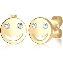 Elli Ohrringe Smiley Face Emoji Kristalle 925 Silber Gold