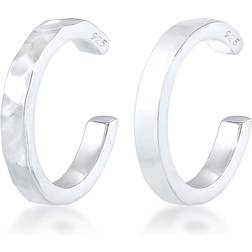 Elli Örhängen dam Earcuff set om organiskt utseende minimal basic justerbar 925 sterlingsilver, Sterlingsilver, Utan