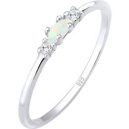 Elli Ring vintage geo opal zirkon 925 sterlingsilver, 54, Silver, Opal