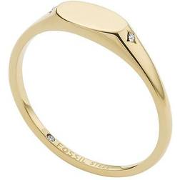 Fossil Women All Stacked Up Gold-Tone Stainless Steel Signet Pinky Ring