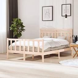 vidaXL Estructura De Cama De Madera Maciza 140x200 cm - Marrón