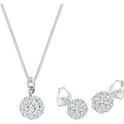 Elli Ciondolo Sfera Set Orecchini Perno con Cristalli in Argento Sterling 925 Parure gioielli pieces female