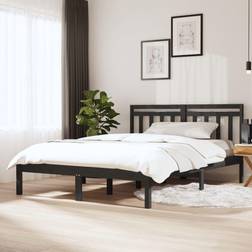 vidaXL Estructura De Cama Madera Maciza De Pino Gris 120x200 cm